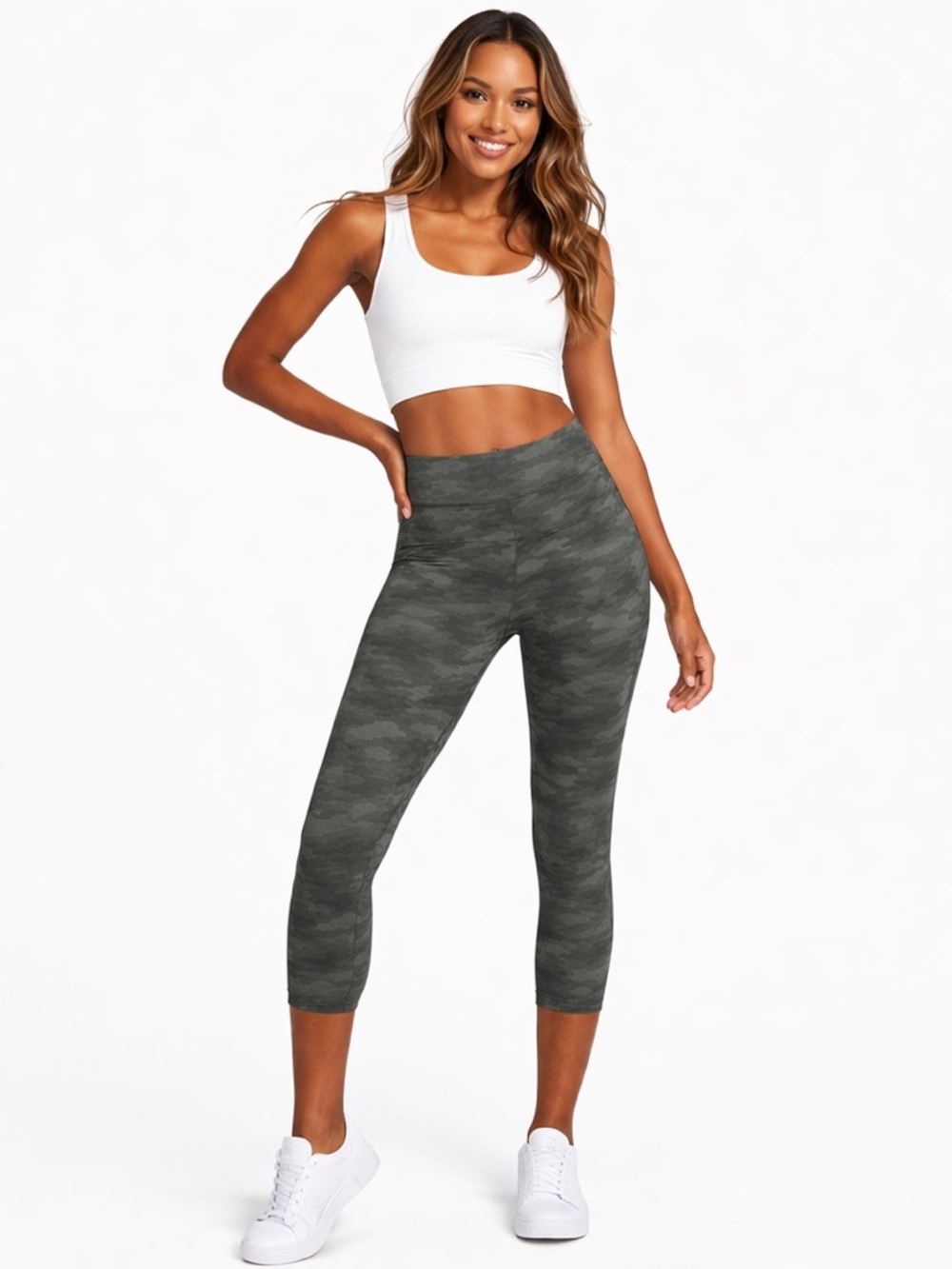 SPANX Women’s Camo Leggings Medium Green Sage High Waist Shaping NWT - Picture 1 of 9